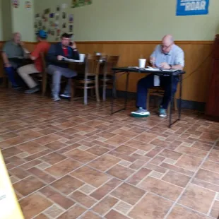 Did this guy bring his own folding table?