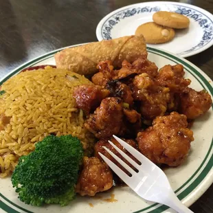General TSO Chicken w/ Rice and an Eggroll