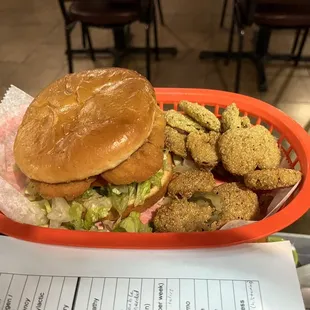 Crispy Chicken Aioli Sandwich Fried Pickles