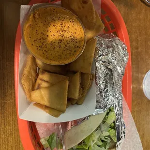 Falafel and Fries Hummus pita chips