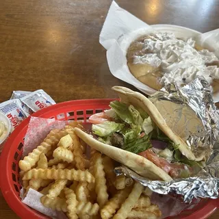 Gyro and Fries Sandwich