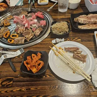 Brisket, Galbi, squid