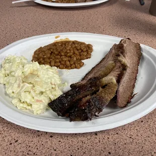 Brisket, cole slaw, baked beans