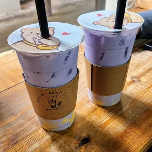 Taro milk tea with egg custard