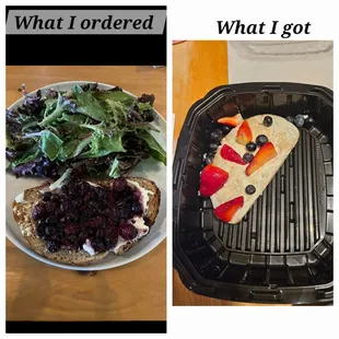 The berry compote is on the left, what I actually got is on the right.