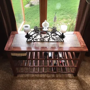 Custom Ordered Sofa Table with Slate Inserts