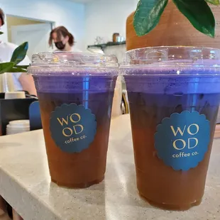 The &quot;metamorphosis&quot; - ube cold foam on top of Vietnamese Coffee.