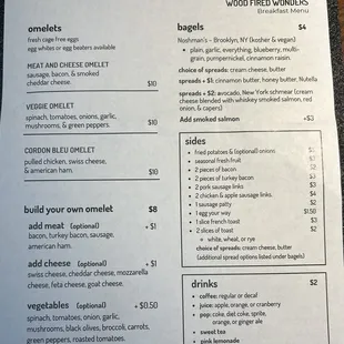 Breakfast menu