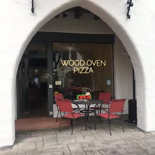 the entrance to the restaurant
