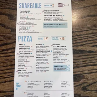 Here is the full menu