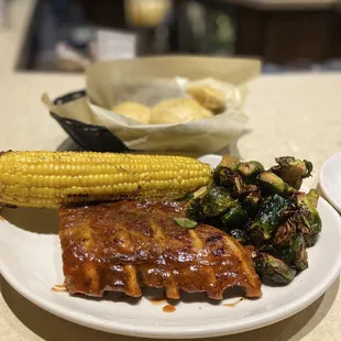 5 Baby Back Ribs 5 Bones -Brussels Sprouts &amp; Fresh Grilled White Corn