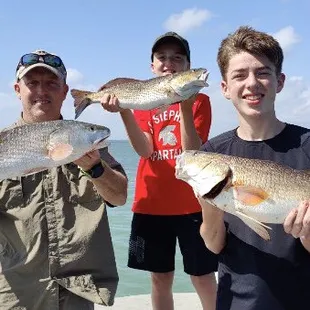 Great time with the Potts family and they each caught their personal best Redfish