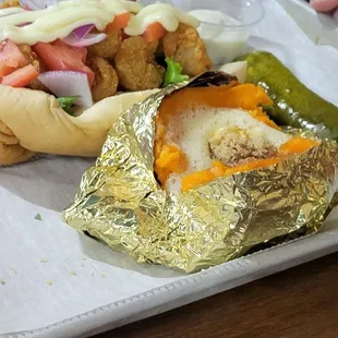 Shrimp Po Boy and sweet potato