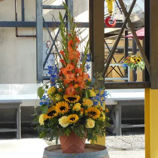 floral for refreshment tent and railing for blessing of the grape harvest 2014 Robert Mondavi --Woodbridge Winery
