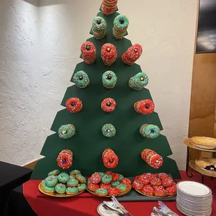 Holiday donut buffet tree