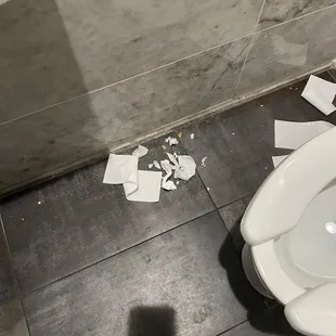 Filthy women&apos;s bathroom