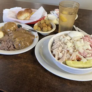 two plates of food on a table