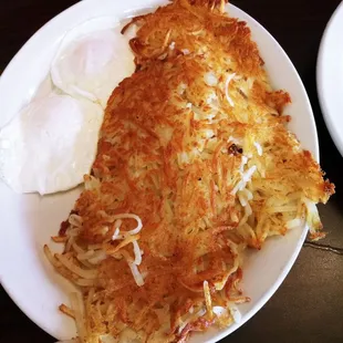 My husband ordered double hash browns and over easy eggs...it was bomb