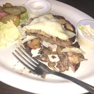 Mushroom Swiss burger no bun... delicious