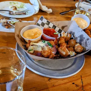 Dine in: Tater Tots (fully loaded and regular),.