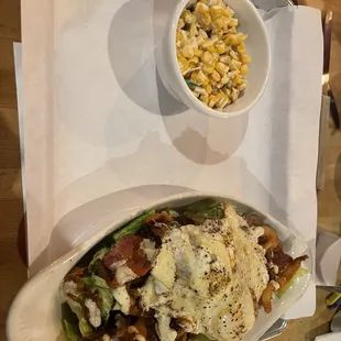 Burger in a bowl &amp; elote