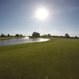 The 9th fairway at WoodCreek.  Stay away from that pond.