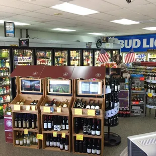 a variety of liquors in a store