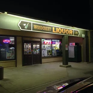 the front of the store at night
