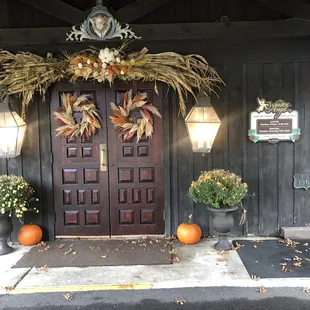 Entrance decorated for Autumn
