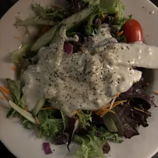 House salad with blue cheese dressing
