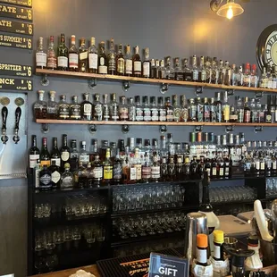 shelves of liquor