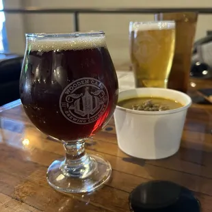 Great beer and soup!
