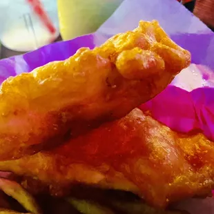 two pieces of fried food