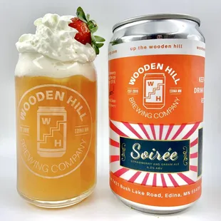 Soirée Strawberry and Cream Ale | 6.2% ABV A light and creamy ale brewed with lactose, fermented with strawberry puree, and vanilla beans.