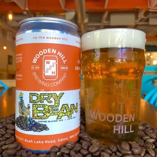Dry Bean | Coffee-Infused Blonde Ale | 6.4% ABV Available on tap &amp; in big cans to-go for a limited time!