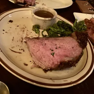 Prime rib- huge but inedible because it was overcooked and tough as leather.