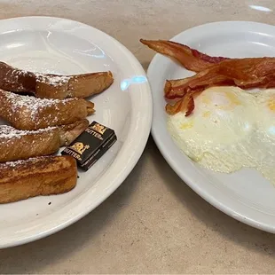Rick&apos;s Combo: French toast, 2 eggs (over medium), and bacon