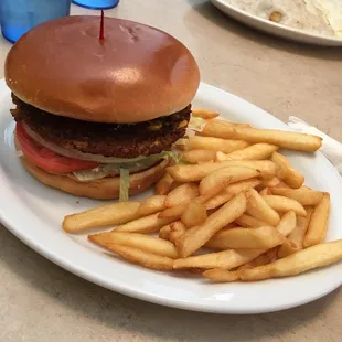 Black bean burger - Sweet and sour sauce and pineapple Mmmmm!!!