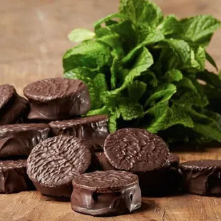 Mint chocolate alfajores with dulce de leche.  Yumm!!!