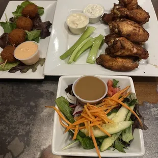 Wings, havarti sticks, side salad