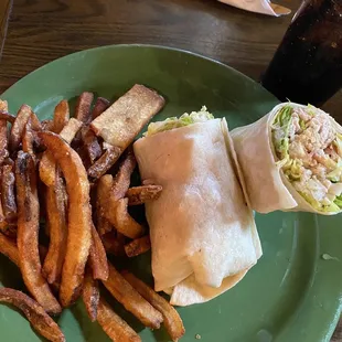 Chicken Caesar wrap with house made fries, I could have eaten an entire plate of these fries! The wrap was very well portioned.