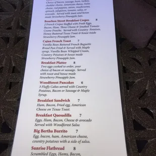 menu