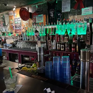 a bar filled with alcohol