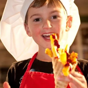 Pineapple Fries with a Raspberry Ketchup!