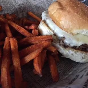 a burger and french fries