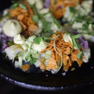 Red Snapper Agua Chile- Jalapeño | Red Onion | Cucumber | Avocado Aioli | Tortilla Crumble