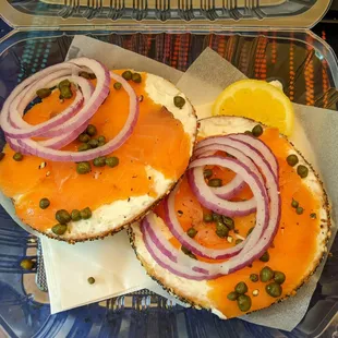 Salmon Lox Pacific King on Everything Bagel (toasted)