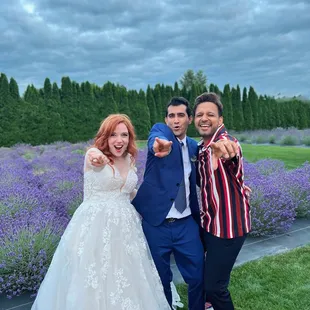 Groom, Bride, and me in the Lavender Fields! Beautiful!