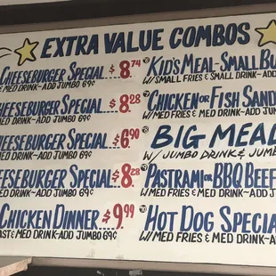 Only part of their extensive menu....