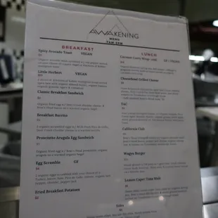 Breakfast and lunch  menu, circa Oct 2021.